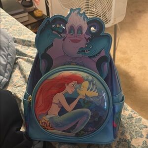 Disney Blue Little Mermaid Backpack with Ariel and Ursula
